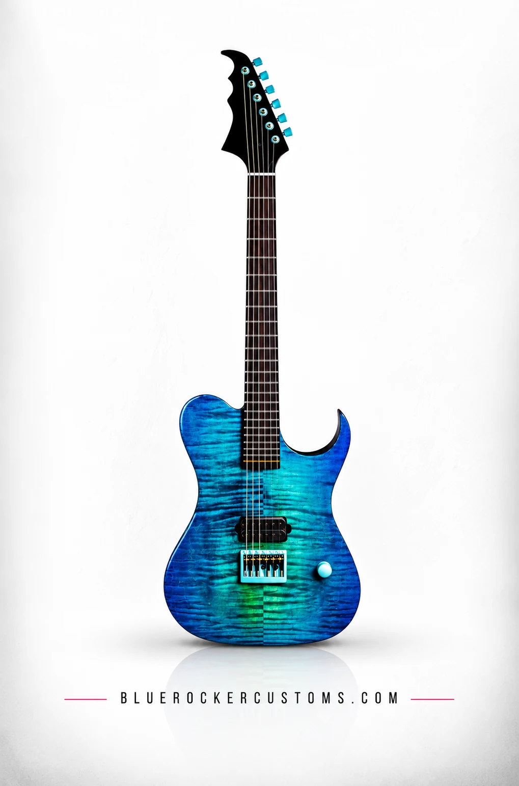 Corsair electric guitar by Blue Rocker Customs with blue finish and matching hardware